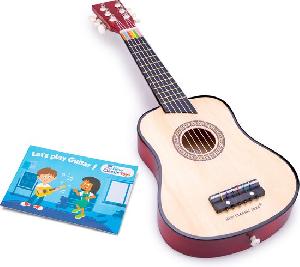 Bekijk leuke cadeautip : Houten speelgoedgitaar met draagriem - Speelgoedinstrument